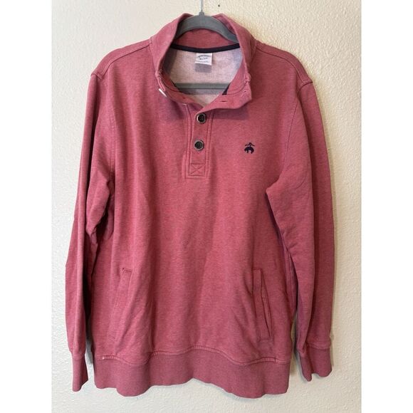 Brooks Brothers Sweater Mens Large Red Pinkish Henley Pullover Casual Sheep Logo - Picture 3 of 5